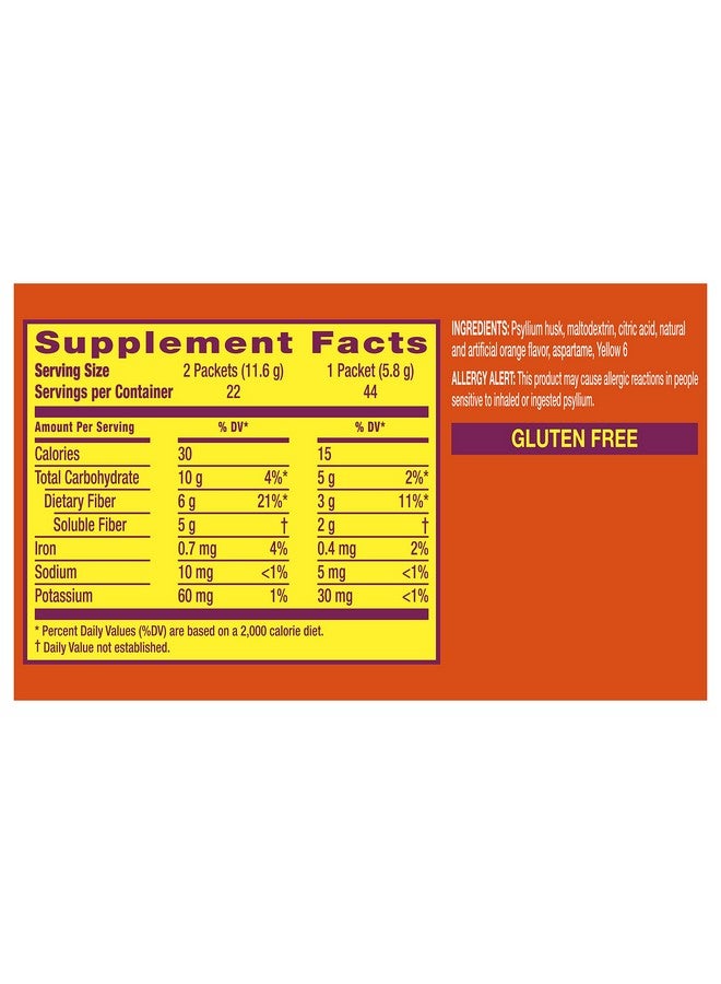 Metamucil Fiber 4In1 Psyllium Fiber Supplement Sugarfree Powder Singleserve Packets Orange Flavored Drink (Packaging May Vary) 0.2 Ounce 44 Count Pack Of 1 - Image 3