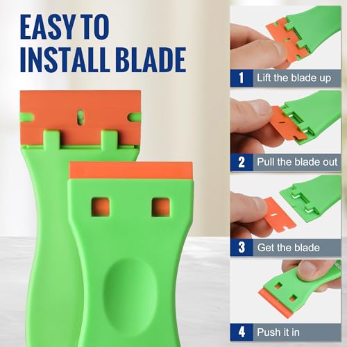 WORKPRO 3-Piece Plastic Razor Blade Scraper with 120 Pcs Plastic Razor Blades, for Gasket Remover, Labels Decal and Adhesive Remover for Windows and Glass - Image 4