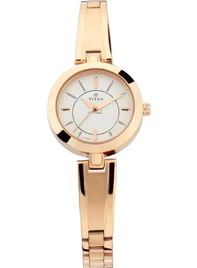 TITAN Women's Analog Display Watch With Rose Gold Metal Strap - 2598WM01