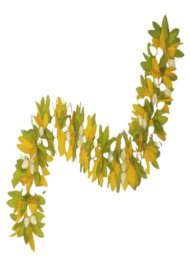 NPRC Hair Gajra in Artificial Flower, Garland Juda Decoration Phool Gazra for Women, Juda Bun Realistic Hair Accessory for Girls (28 CM Long, YELLOW & GREEN Pack of 1) - Image 2