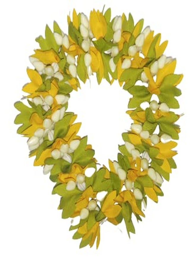 NPRC Hair Gajra in Artificial Flower, Garland Juda Decoration Phool Gazra for Women, Juda Bun Realistic Hair Accessory for Girls (28 CM Long, YELLOW & GREEN Pack of 1) - Image 1