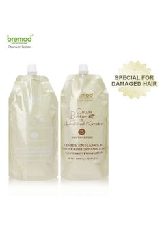 BREMOD Premium Keratin Hair Straightening Rebonding Cream Cocoa Butter Hydrolyzed 2x500ml  - Image 1
