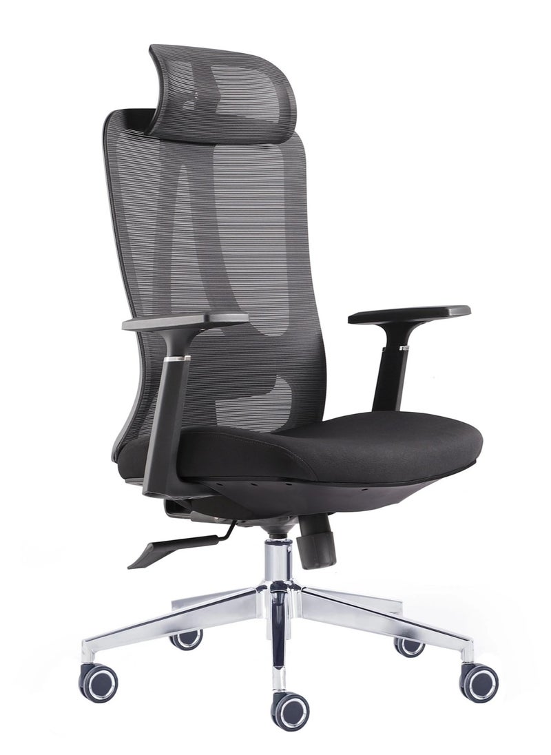 Selene House - Stylish Comfortable Ergonomic Home Office Desk Chair with Armrest Clothes Hanger Wide Seat Mesh High Back Support Chair with Adjustable Lumbar Support and Headrest Swivel Rotating Computer Chair Black - Image 1