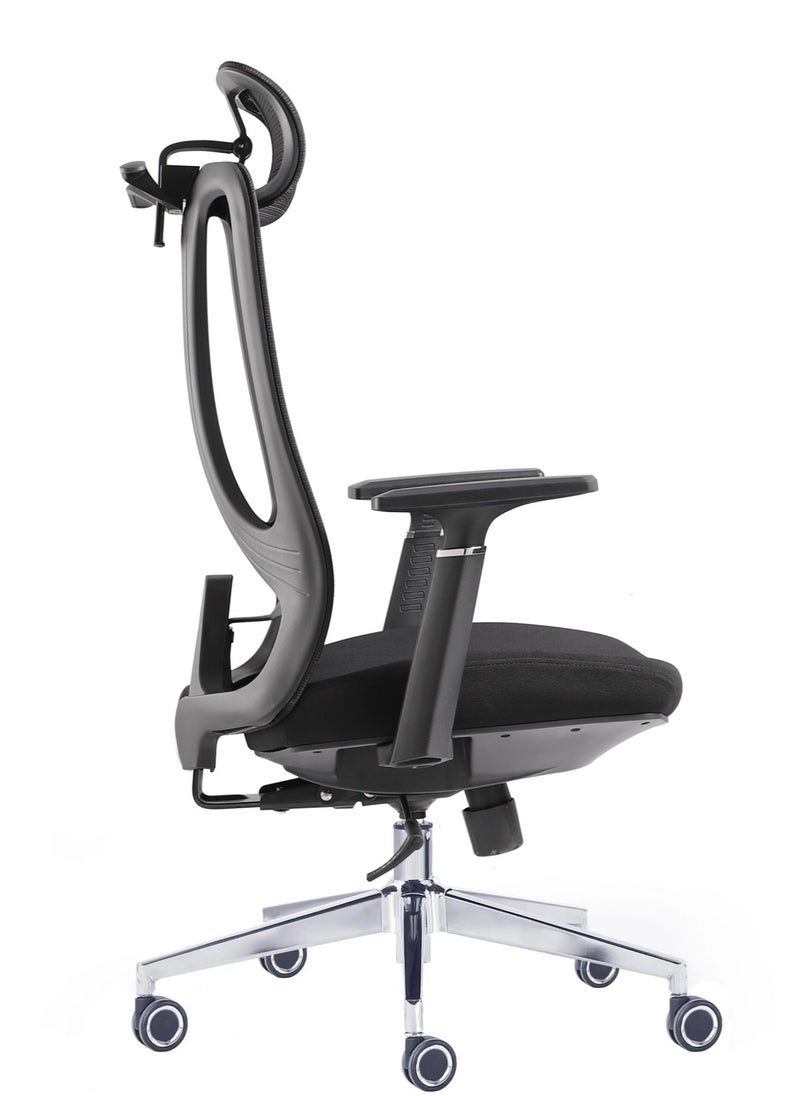 Selene House - Stylish Comfortable Ergonomic Home Office Desk Chair with Armrest Clothes Hanger Wide Seat Mesh High Back Support Chair with Adjustable Lumbar Support and Headrest Swivel Rotating Computer Chair Black - Image 1