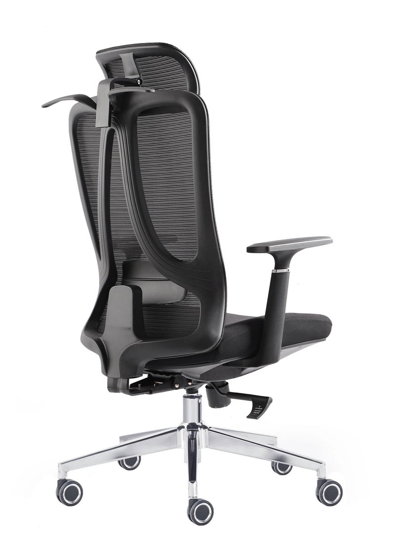Selene House - Stylish Comfortable Ergonomic Home Office Desk Chair with Armrest Clothes Hanger Wide Seat Mesh High Back Support Chair with Adjustable Lumbar Support and Headrest Swivel Rotating Computer Chair Black - Image 1