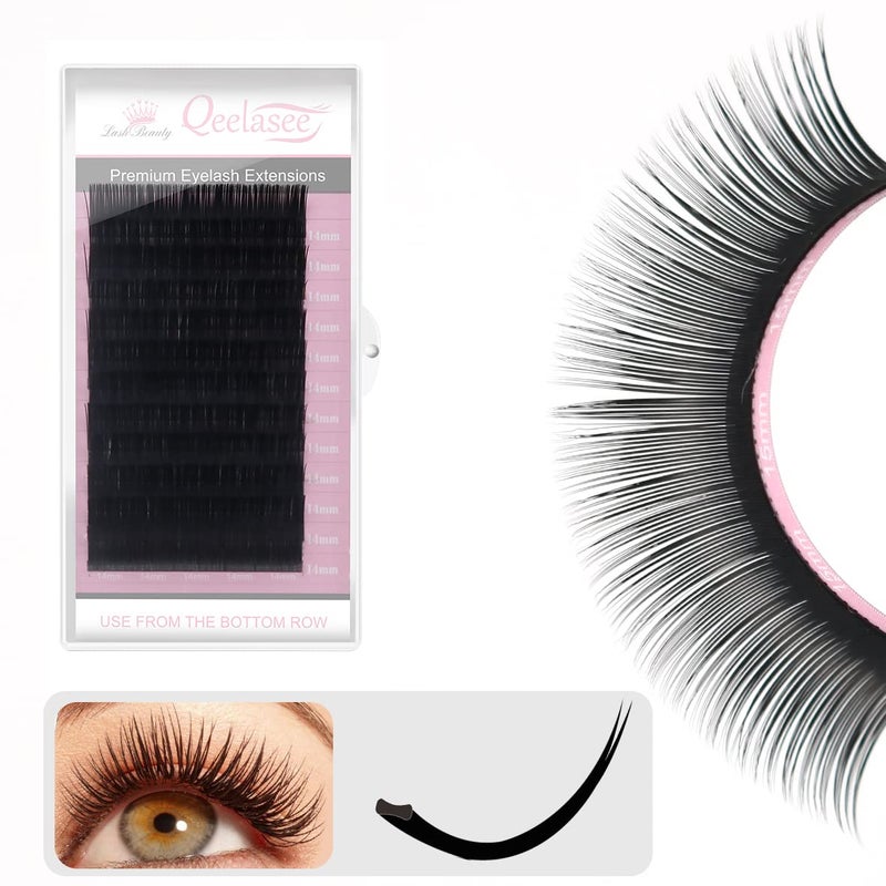 Qeelasee Ellipse Eyelash Extension 015 C Curl 11mm Flat Eyelashes False Mink Individual Eyelash Extension Professional Salon Used Black Mink False Lashes Mink Lashes Extensions - Image 3