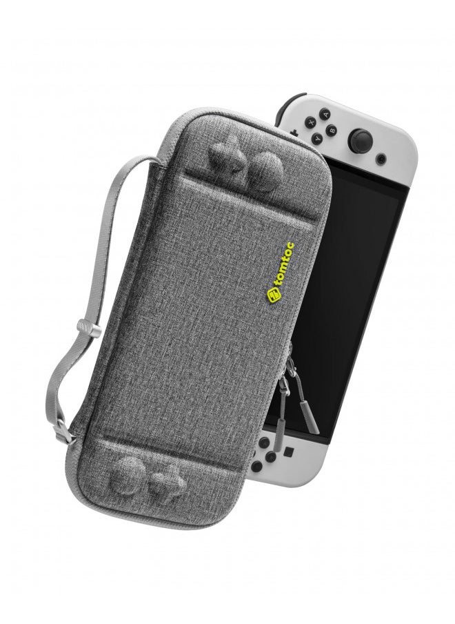 Tomtoc tomtoc Slim Carrying Case for Nintendo Switch/OLED Model, Protective Switch Sleeve with 10 Game Cartridges, Hard Portable Travel Carry Case, with Original Patent and Military Grade Protection, Gray  - Image 1