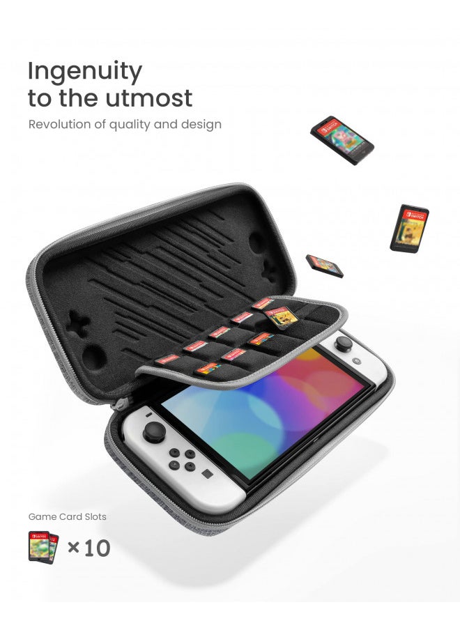 Tomtoc tomtoc Slim Carrying Case for Nintendo Switch/OLED Model, Protective Switch Sleeve with 10 Game Cartridges, Hard Portable Travel Carry Case, with Original Patent and Military Grade Protection, Gray  - Image 4