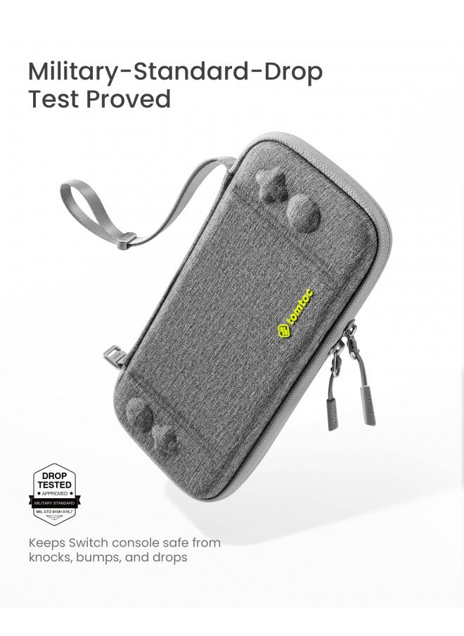 Tomtoc tomtoc Slim Carrying Case for Nintendo Switch/OLED Model, Protective Switch Sleeve with 10 Game Cartridges, Hard Portable Travel Carry Case, with Original Patent and Military Grade Protection, Gray  - Image 3
