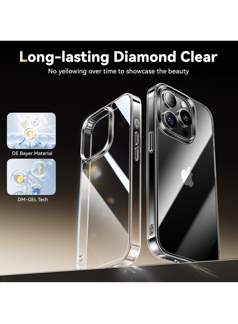 DUSALA Diamond Clear for iPhone 15 Pro Max Case with 2X Screen Protector + 2X Camera Lens Protector, [Not Yellowing][Military-Grade Protective] Slim Thin Shockproof Phone Case for iPhone 15 Pro Max, Clear - Image 2