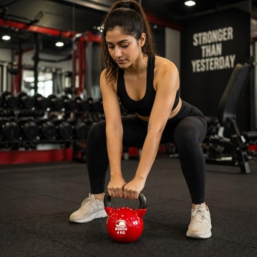 Kakss Vinyl half coating Kettle Bell for Gym & Workout (Proudly Made in India) (4Kg Red) - Image 3