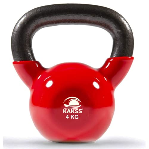 Kakss Vinyl half coating Kettle Bell for Gym & Workout (Proudly Made in India) (4Kg Red) - Image 1