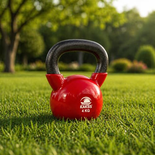 Kakss Vinyl half coating Kettle Bell for Gym & Workout (Proudly Made in India) (4Kg Red) - Image 4