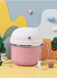 Generic Stainless Steel Lunch Box Large Capacity 3 Layer Healthy Eating Anywhere School and Kitchen Lunch Box with Sealed Lid Handle (Pink) 