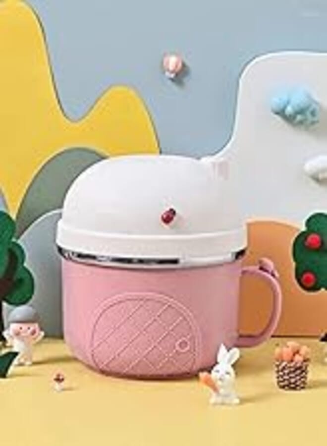 Stainless Steel Lunch Box Large Capacity 3 Layer Healthy Eating Anywhere School and Kitchen Lunch Box with Sealed Lid Handle (Pink) 