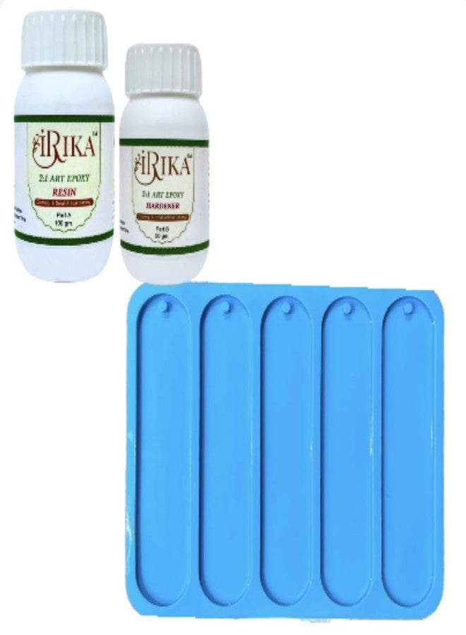 IRIKA 150g 2:1 Irika Art and Craft Resin Kit with Free Oval Bookmark Blue Silicone Mold (5-in-1 Oval Bookmark) Resin Art/Made in India/Craft/Resin kit/Bookmark kit - Image 1