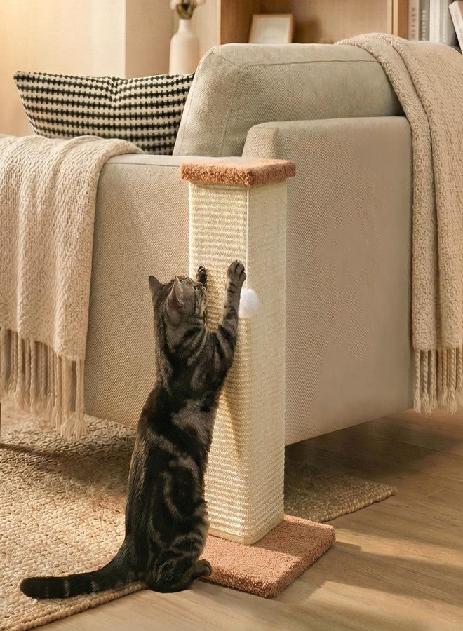 PETKARAY Couch Corner Cat Scratcher, 22.5" Sisal Scratching Post for Indoor Cats, Corner Wall Scratch Pad for Furniture Protection, Plush Base, Medium - Image 1