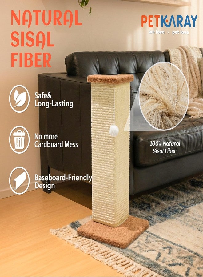 PETKARAY Couch Corner Cat Scratcher, 22.5" Sisal Scratching Post for Indoor Cats, Corner Wall Scratch Pad for Furniture Protection, Plush Base, Medium - Image 3