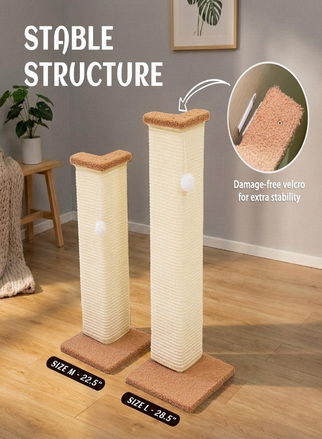 PETKARAY Couch Corner Cat Scratcher, 22.5" Sisal Scratching Post for Indoor Cats, Corner Wall Scratch Pad for Furniture Protection, Plush Base, Medium - Image 5