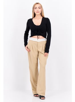 MANGO Women Keyhole Neckline Long Sleeve Solid Top, Black  - Image 4