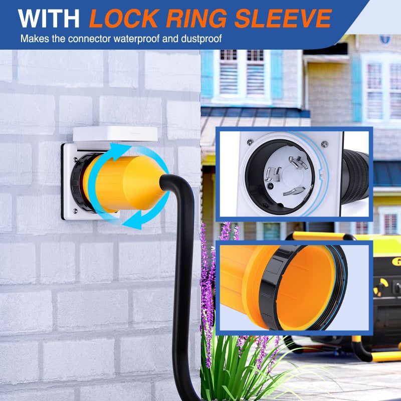 Nilight 50AMP RV Power Cord Twist Lock Plug with Boot Locking Cover 125/250V NEMA SS2-50R ETL Listed Female Shore Replacement Inlet for RVs Camper Caravan Trailer Van - Image 5