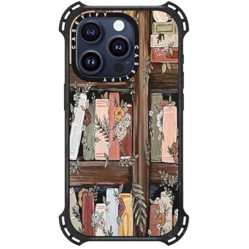 Casetify Bounce iPhone 15 Pro Case 【6X Military Grade Drop Tested / 21.3ft Drop Protection/Compatible with Magsafe】 - Bookshelf Garden - Triple Black - Image 2