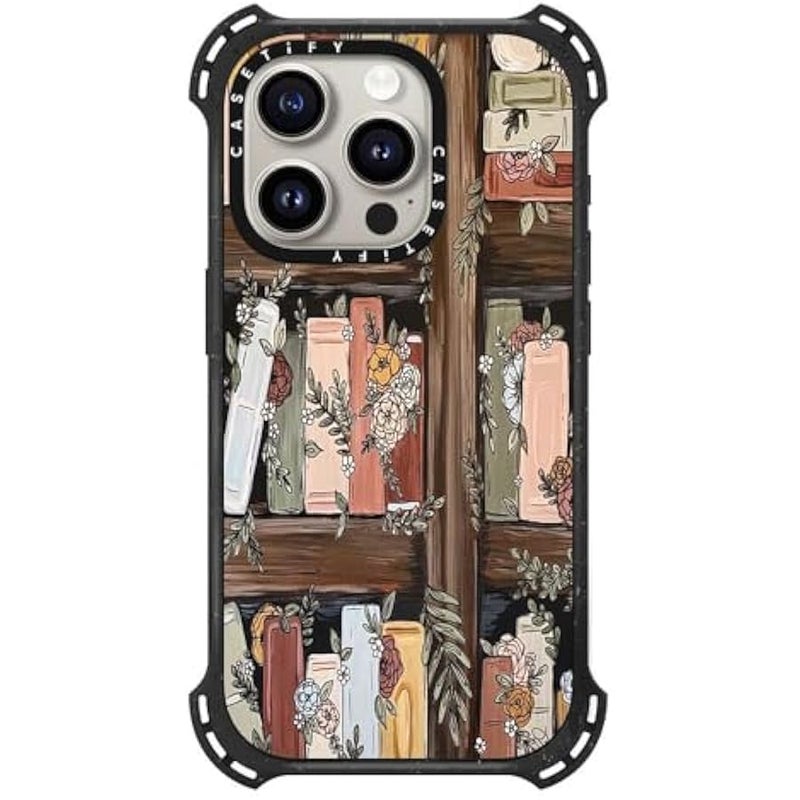 Casetify Bounce iPhone 15 Pro Case 【6X Military Grade Drop Tested / 21.3ft Drop Protection/Compatible with Magsafe】 - Bookshelf Garden - Triple Black - Image 1