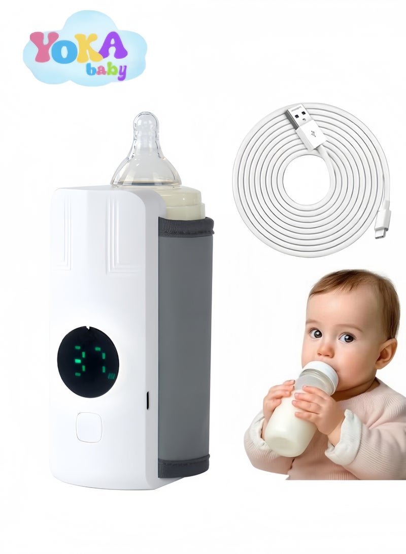 يوكا محافظ حرارة قنابل الأطفال المحمول السهل النقل بلا ماء - بطارية قابلة لإعادة الشحن، حفظ درجة حرارة مستمرة لغذية أثناء التنقل، آمن من مادة مستوى الأطعمة للرحلة/الخارجية/المنزل - Image 1