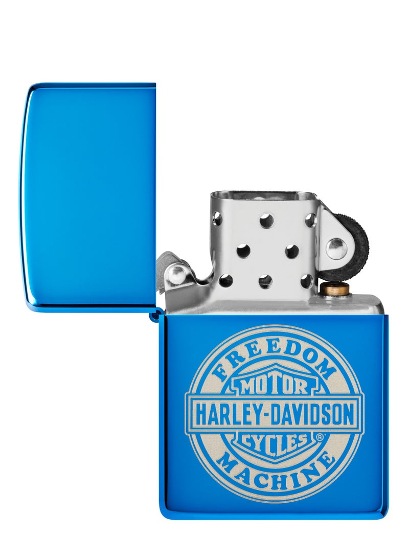 Zippo 48798 20446 ولاعة هارلي ديفيدسون عالية اللمعان باللون الأزرق مقاومة للرياح - Image 4
