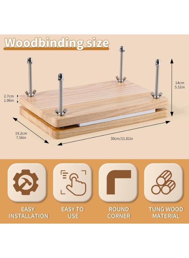 Arabest Book Binding Kits, Book Press,32 * 22 * 6cm, Books Making Kit Bookbinding Supplies with Wooden Binding Press Books Cover Board Bone Folder Awl Bind Strap for DIY - Image 3
