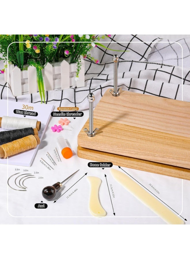 Arabest Book Binding Kits, Book Press,32 * 22 * 6cm, Books Making Kit Bookbinding Supplies with Wooden Binding Press Books Cover Board Bone Folder Awl Bind Strap for DIY - Image 5