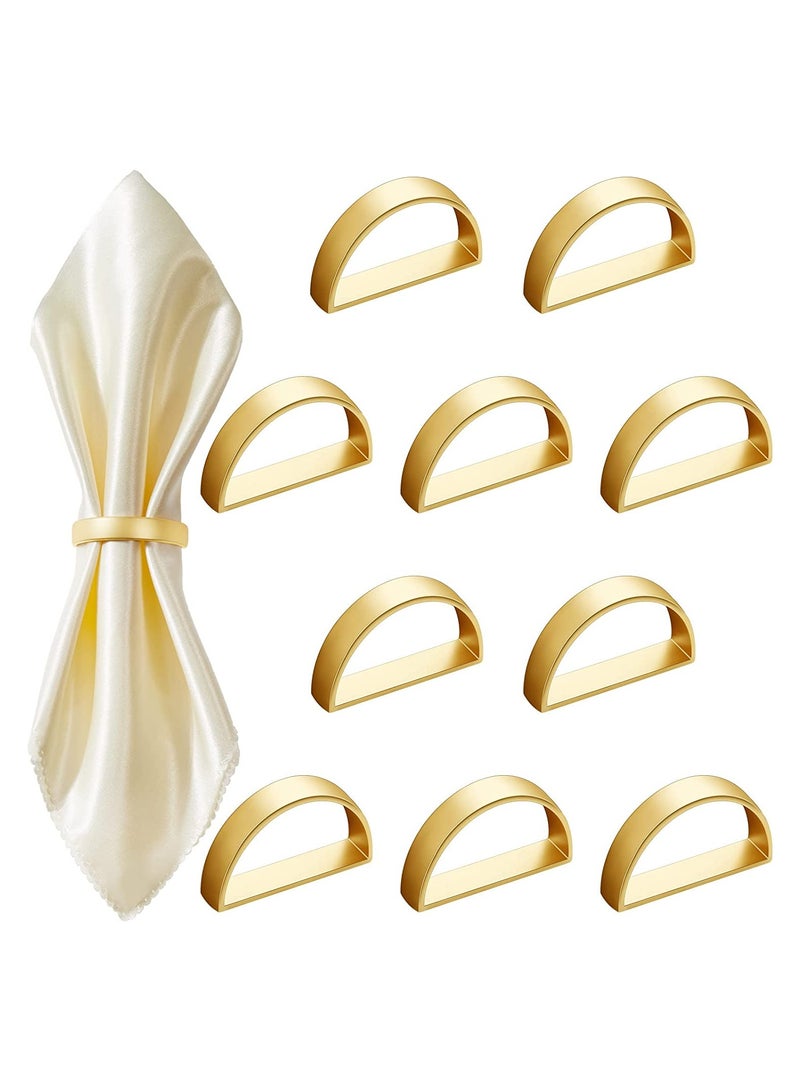 10Pcs Gold Stainless Steel Napkin Rings, Modern Semicircle Design Holders for Table Settings, Kitchen, Dinner Parties, and Weddings - Image 1