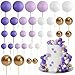 ASTARON 32 Pcs Ball Cake Topper Decorations Mini Balloons Cake Topper Sticks Foam Balls Cake Picks Cake Topper Balls Cake Decorations for Wedding Party Birthday Cake Decorating Purple Gold - Image 2