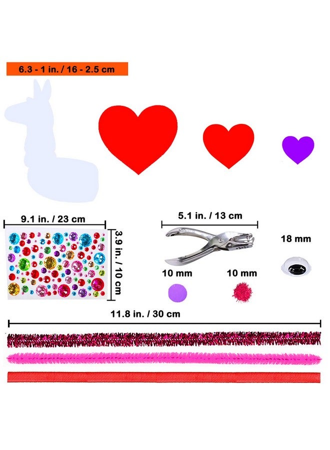 Winlyn Craft Kit, 24 Sets Valentine's Day Animal Ornaments, DIY Heart Crafts Stickers, Art Sets for Kids Party Classroom Activities Gift Exchange - Image 4