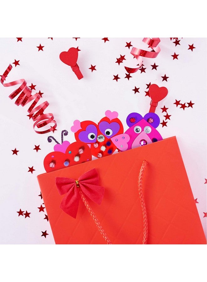 Winlyn Craft Kit, 24 Sets Valentine's Day Animal Ornaments, DIY Heart Crafts Stickers, Art Sets for Kids Party Classroom Activities Gift Exchange - Image 5