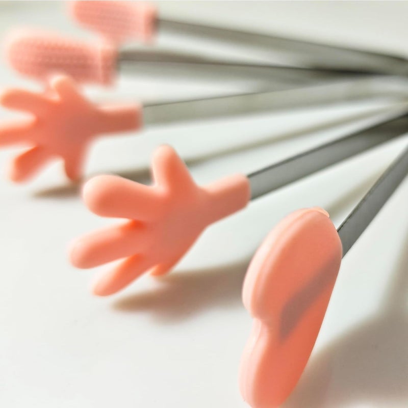 HHXC 6-Pack Silicone Mini Tongs Set – Fun-Shaped Stainless Steel Snack Tongs with Heart, Hand & Palm Designs – Reusable Food Tongs for Dessert, Ice, Candy, Sugar Cubes, Buffet & Party Use - Image 2