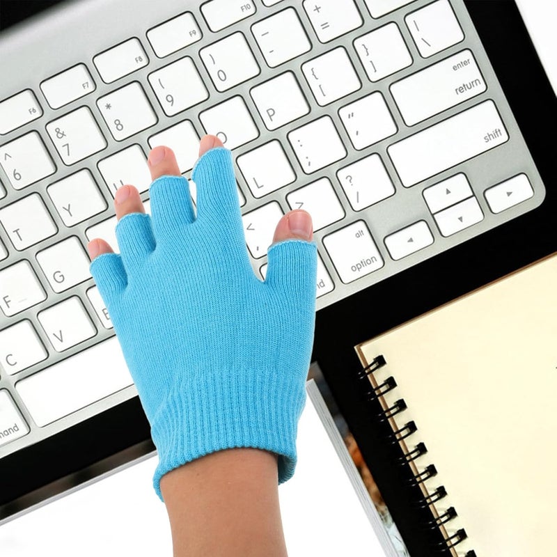 Ciieeo Moisturizing Gel Gloves for Touchscreen Use, 1 Pair Hydrating Gloves with Soft Yarn, Reusable Spa Hand Care for Dry, Cracked Skin in Fall and Winter, Elegant Blue - Image 5
