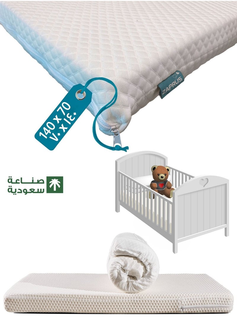Zaprus Zaprus Baby Mattress 140x70x10 cm – High-Density Foam Cot & Crib Mattress with Hypoallergenic Breathable Cotton Cover – Firm Baby Bed Mattress for Travel and Daily Use  - Image 1