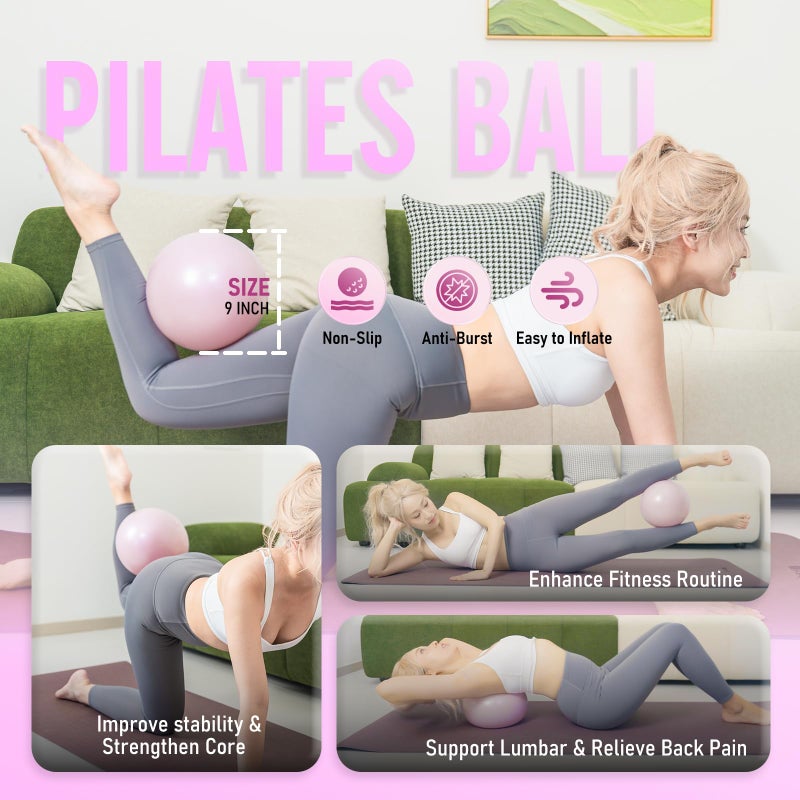 JKSHMYT Pilates Ring Kit for Women, Pilates Equipment â€“ 14.5" Home Magic Circle Workout with Pilates Ball, Resistance Bands, Better me Pilates Essentials Starter Set for Beginners Toning Shape Full Body - Image 4