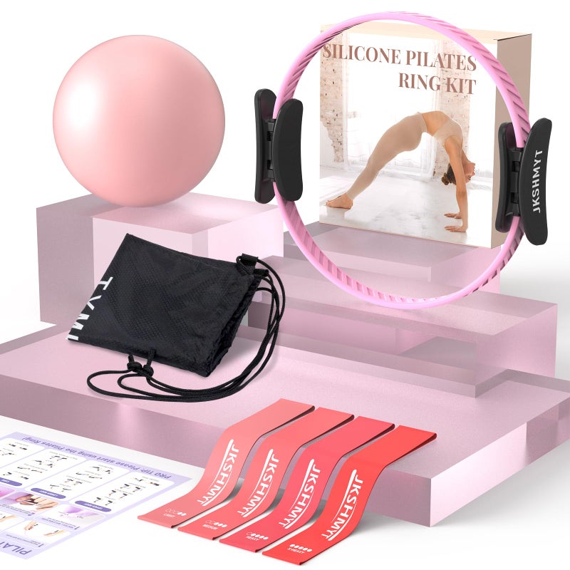 JKSHMYT Pilates Ring Kit for Women, Pilates Equipment â€“ 14.5" Home Magic Circle Workout with Pilates Ball, Resistance Bands, Better me Pilates Essentials Starter Set for Beginners Toning Shape Full Body - Image 1
