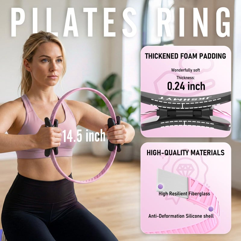 JKSHMYT Pilates Ring Kit for Women, Pilates Equipment â€“ 14.5" Home Magic Circle Workout with Pilates Ball, Resistance Bands, Better me Pilates Essentials Starter Set for Beginners Toning Shape Full Body - Image 2