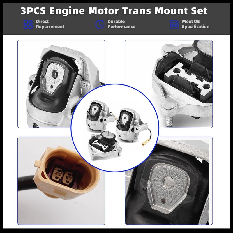 3PCS Engine Motor Transmission Mount Set for Audi - Image 5