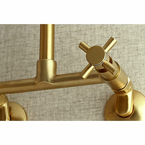 Kingston Brass Concord 8-Inch Adjustable Center Wall Mount Kitchen Faucet, Brushed Brass - Image 5