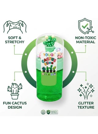 Cactus Slime Kit for Kids – Glitter Slime with Cute Cactus Figurine Topper, Soft Stretchy Non-Toxic Crystal Clear Slime, Foam Bead Slime Set, Stress Relief Sensory Toy, Party Favor Gift for Girls Boys Ages 6+ (Multi-colour) - view 3