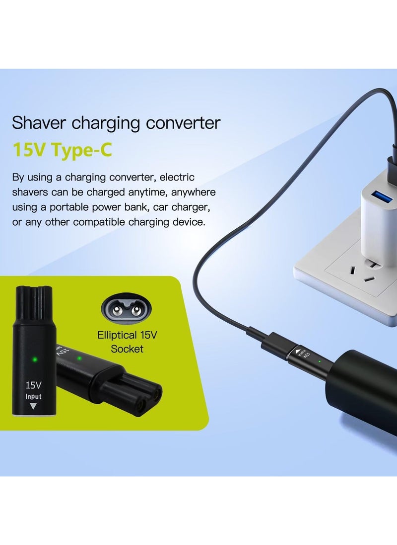 SANMUGEED - 2 Pack 15V HQ8505 Type-C Shaver Adapter, Charging Converter for Norelco 7000 5000 3000 Series, QP6530 QP6520 QP6510 Electric Trimmer USB-C Razor Charger Converter Without Charger Cord - Image 1