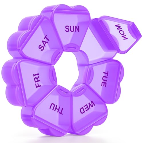KAPENS Large Weekly Pill Organizer, Pill Box 7 Day, KAPENS Daily Vitamin Case Large Capacity Compartments, Pill Containers for Fish Oil Medicine Supplements, Purple - Image 1