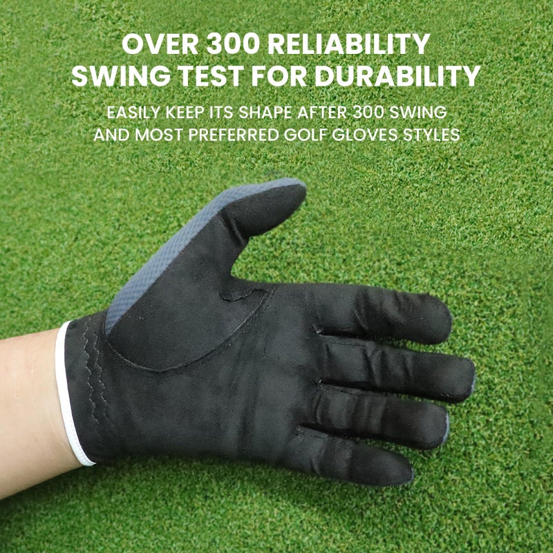 FINGER TEN Premium Rain Grip Men's Golf Gloves 1 Pair, Hot Wet Weather No Sweat Glove for Serious Feel & Performance, Left Right Hand Black Gray White Blue Fit Size S M L XL 2XL 3XL (Gray, 3X-Large) - Image 5