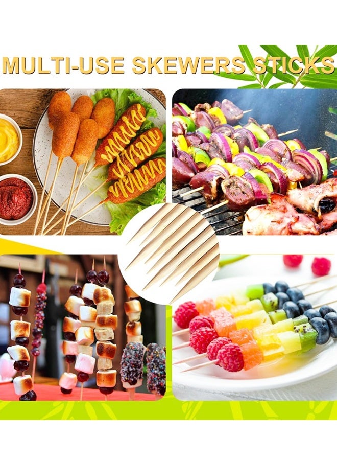 100PCS 10 Inch Bamboo Skewers for BBQ Fruit & Party - Image 3