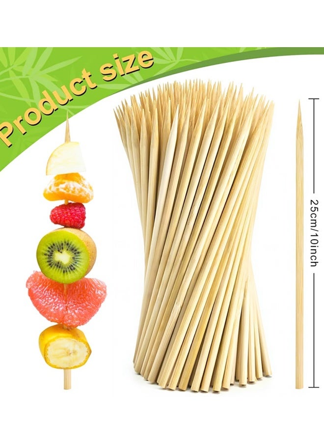 100PCS 10 Inch Bamboo Skewers for BBQ Fruit & Party - Image 2