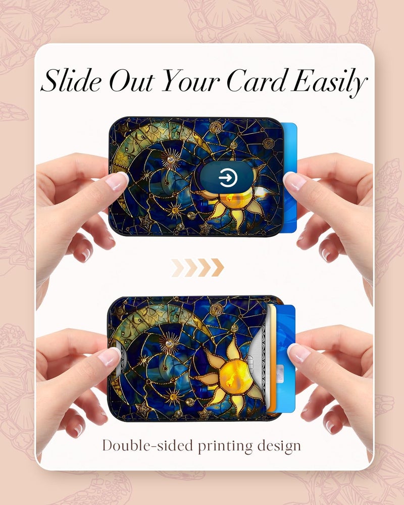 Shorogyt Compatible with Magsafe Wallet Magnetic Card Holder - Sun Moon Phone Wallets for Women Teen Girls Cute for iPhone 17/16/15/14/13/12 Series Slim for Apple Mag RFID Magnet, Fit 3 Cards - Image 4